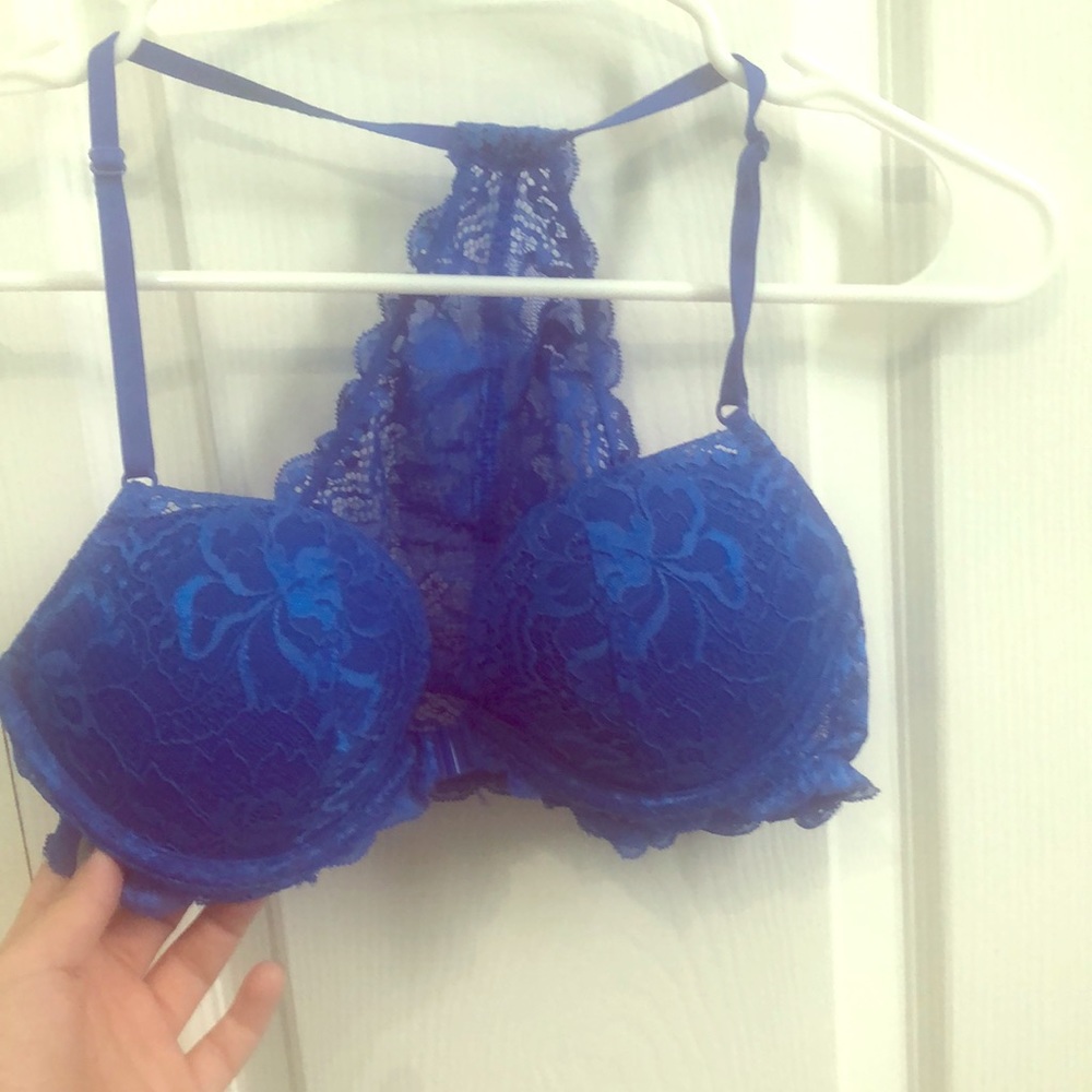Pink Victoria Secret blue ‘date raceback’ bra